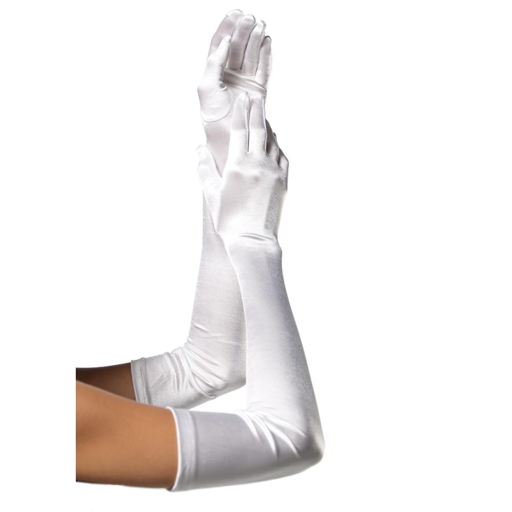 Leg Avenue - Extra Long Satin Kostümhandschuhe - Weiß